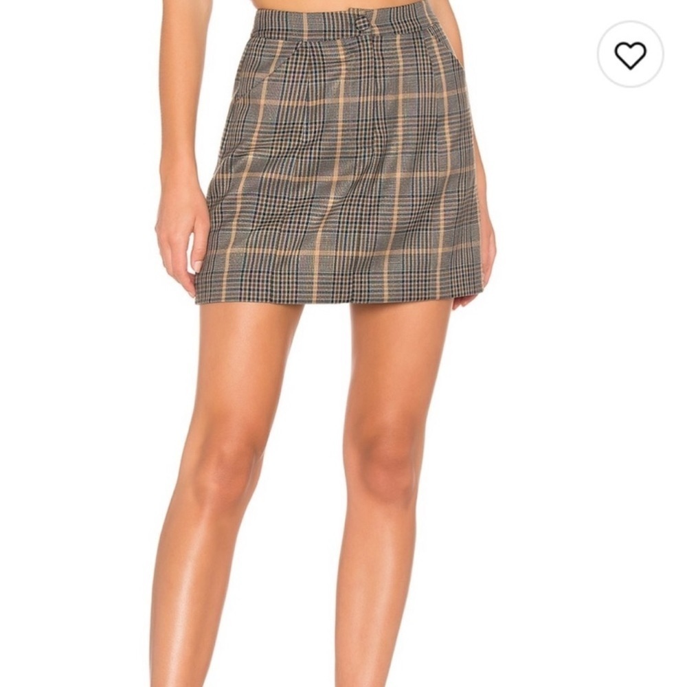 Lovers + Friends Brown Plaid Mini Skirt Size Small